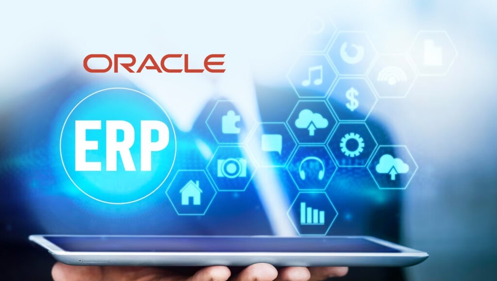 Oracle ERP system interface visualisation showing digital transformation and cloud migration concepts for Oracle E-Business Suite workloads.