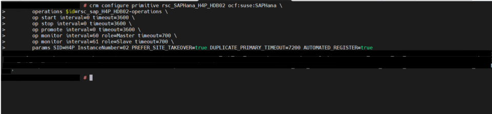SAPHana resource configuration
